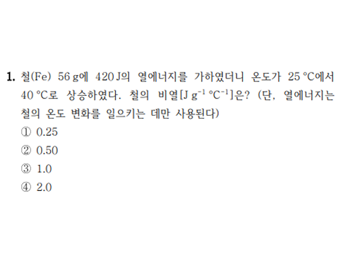 25년 지방직 일반화학 1번